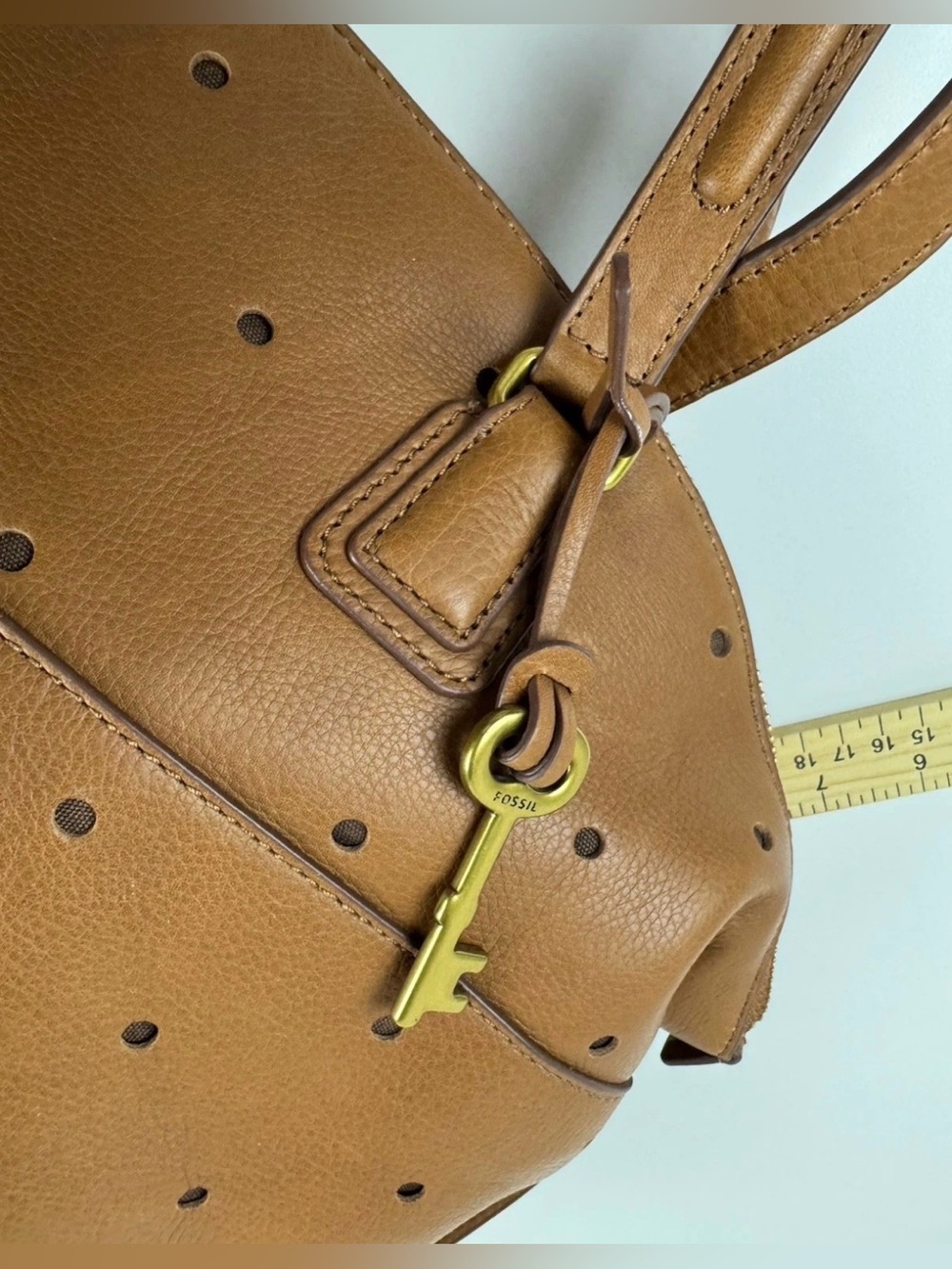 Fossil Julia Hobo Perforated Leather Tote Bag in Brown - Picture 11 of 16